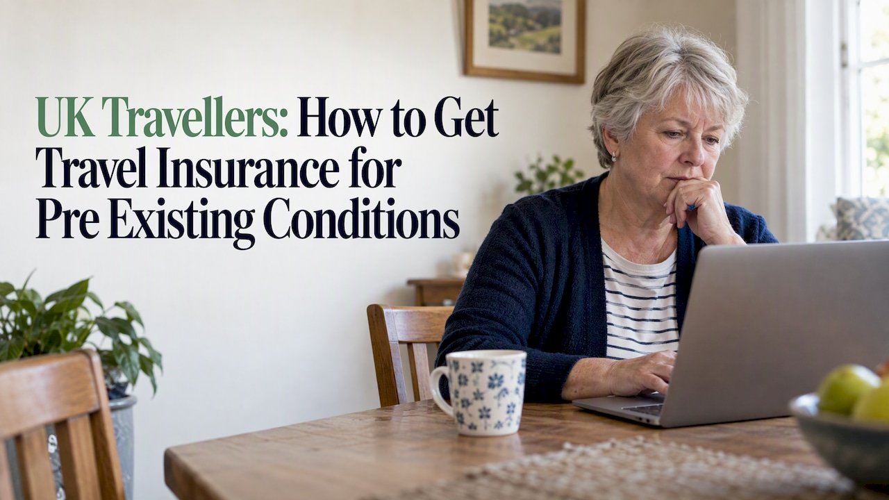 Traveller completing medical insurance screening
